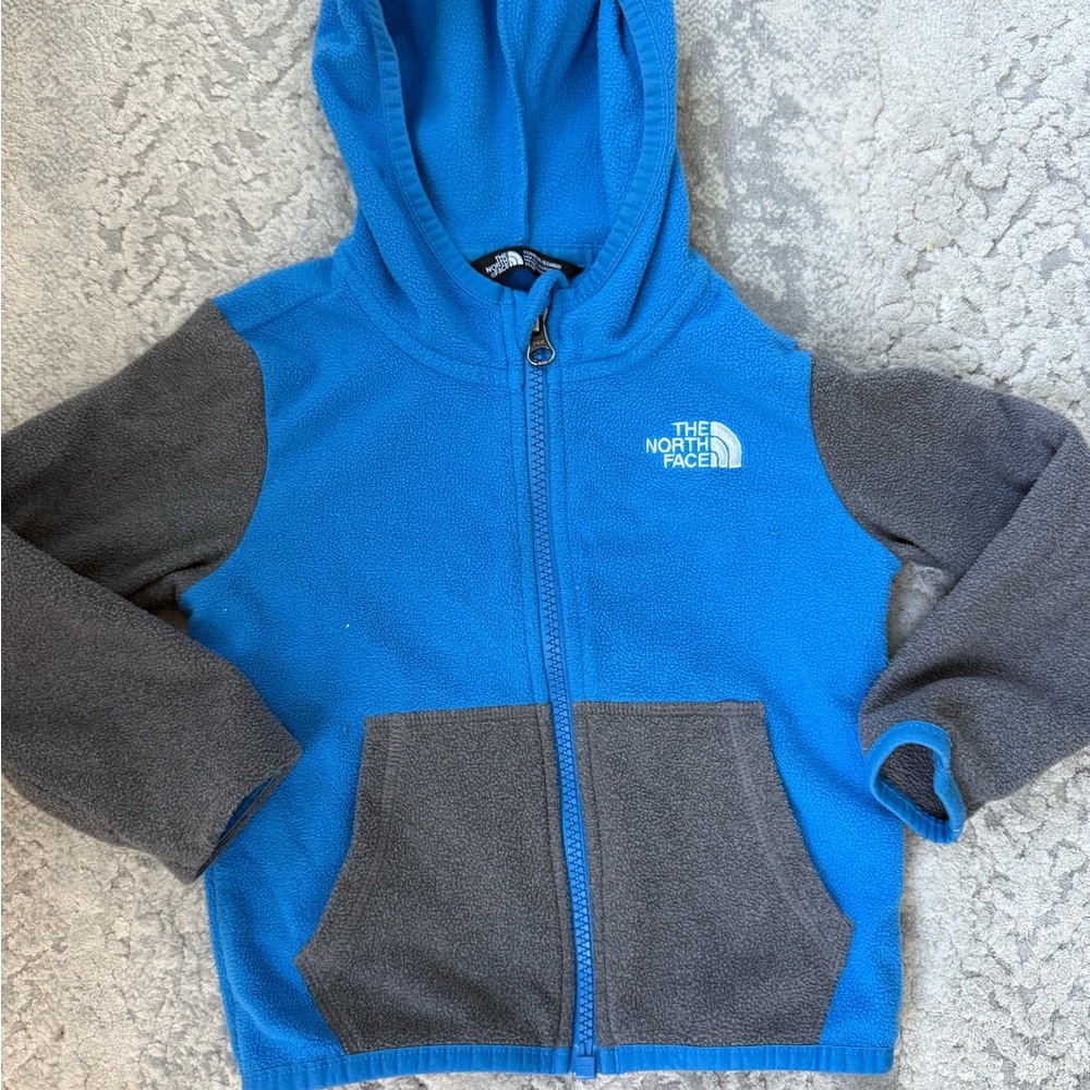 The North Face Kids Blue and Gray Fleece Hoodie/jacket